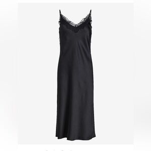 Satin Lace Trim Slip Dress